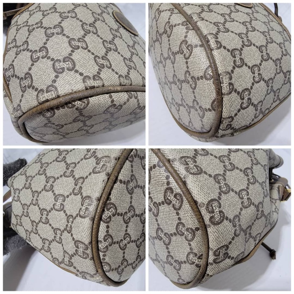 Authentic GUCCI Vintage GG Plus Shoulder Cross Drawstring Bag Beige/Brown - Picture 13 of 16